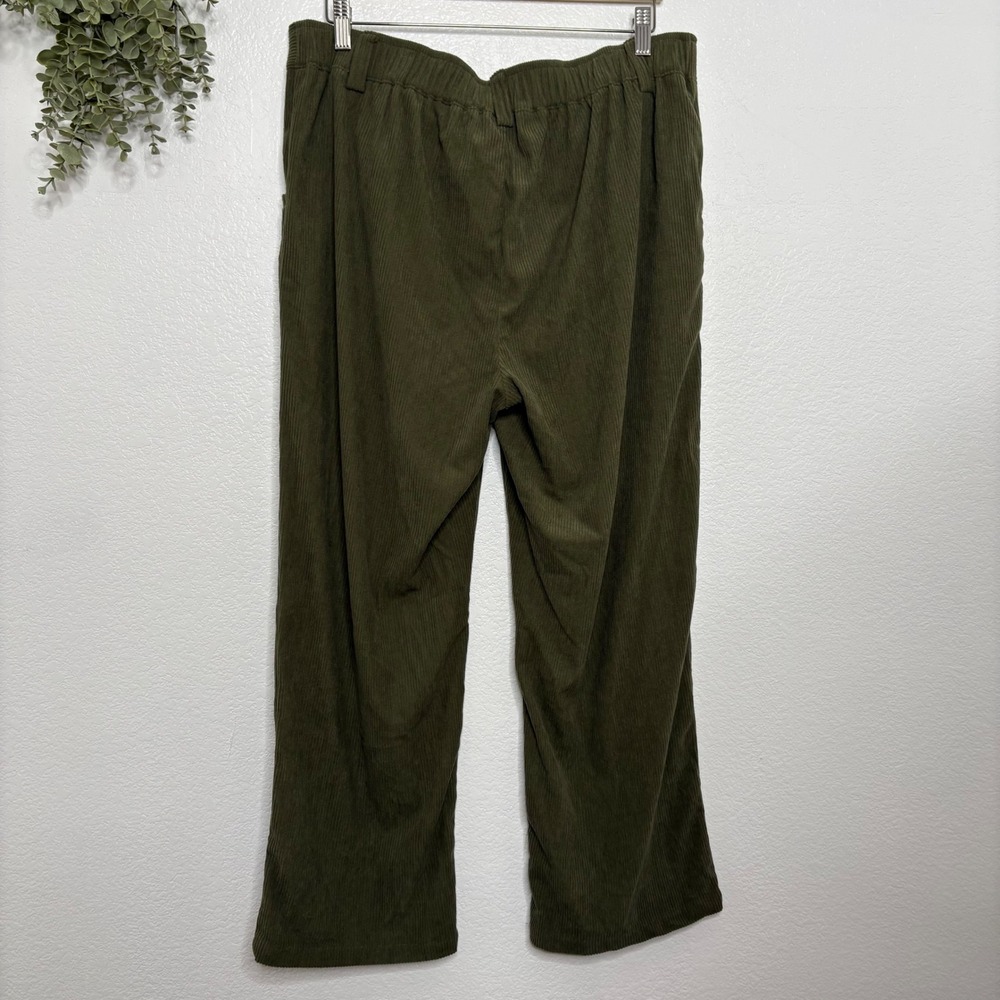 Halara Olive Green Corduroy Wide Leg Pants High Waisted Pleated XL Petite - Picture 5 of 8